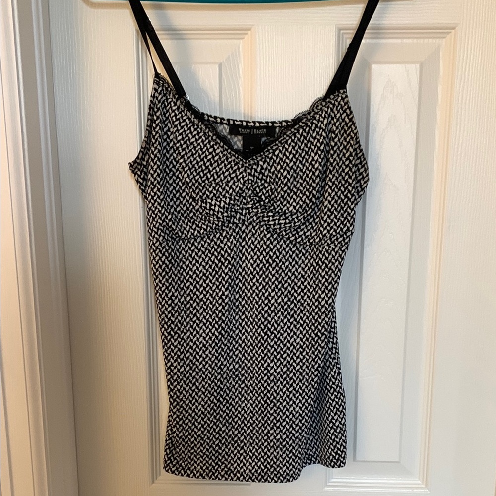 White House Black Market Black and White Patterned Women's Top